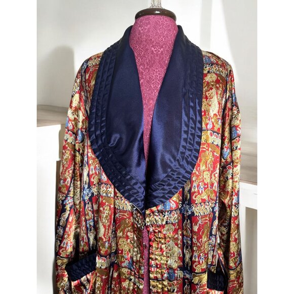 Vintage Victoria's Secret Gold Label Long Belted Floral Satin Robe - Picture 4 of 13